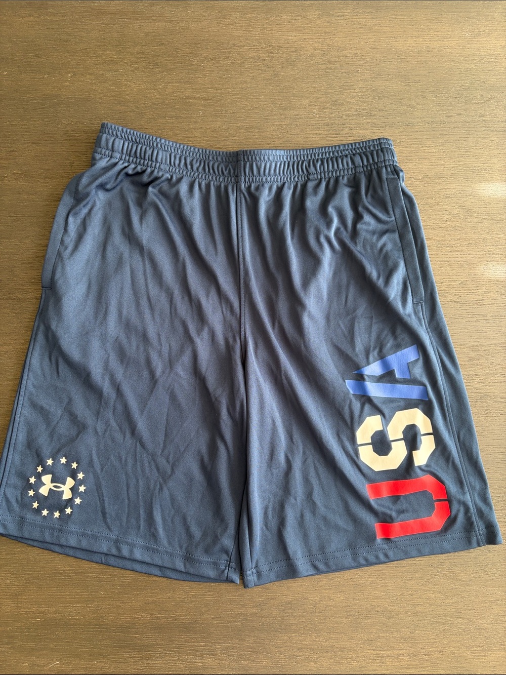 Under Armour Athletic Shorts - Navy with Red, White & Blue USA Graphic